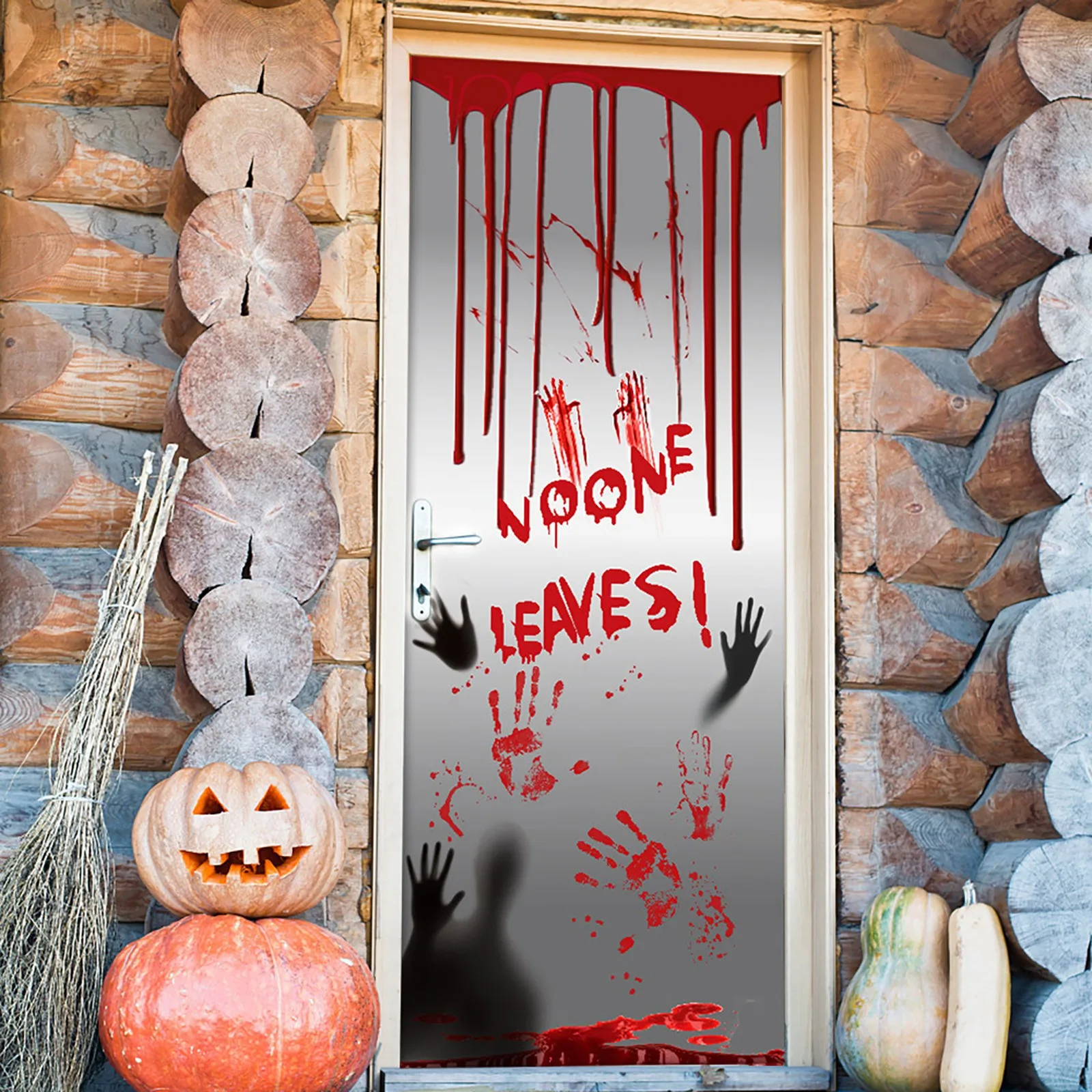 Spoof Blood Stains Door And Window Wall Stickers Halloween Blood Handprint Stickers festival Party Decor Window Glass Stickers view 2