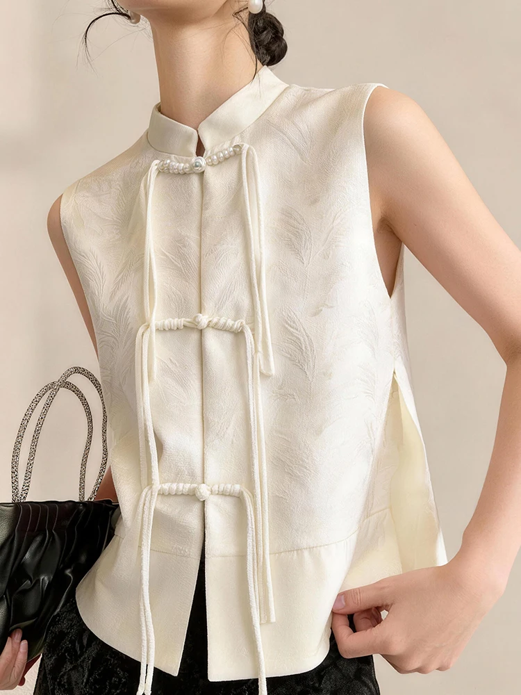 

Ele New Chinese Sle Embroidered Stand Collar Button up Vest plus Size Versatile Agel Spring 2026 Ladies Faion