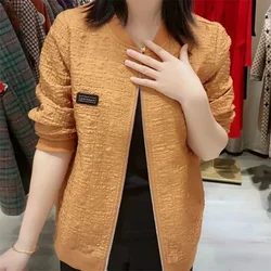 Giacca da Baseball corta da donna in tinta unita 2022 nuova giacca bianca Casual primaverile coreana Top giacche con cerniera moda Cardigan femminile