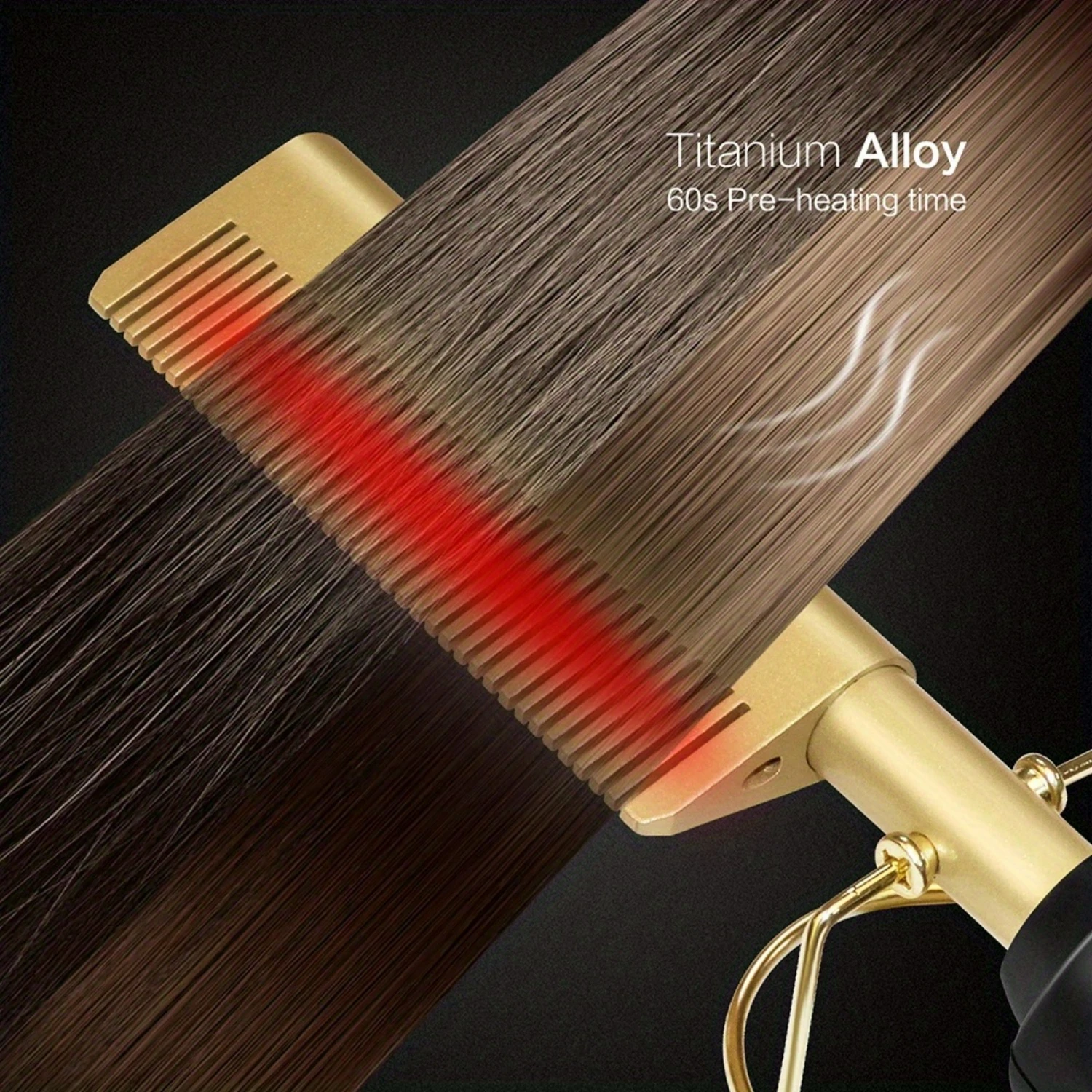 

High Temperature Multi-Purpose Hot Comb for Effortless Straightening & Stunning Curls, Advanced Even Heat Distribution Alloy Hai