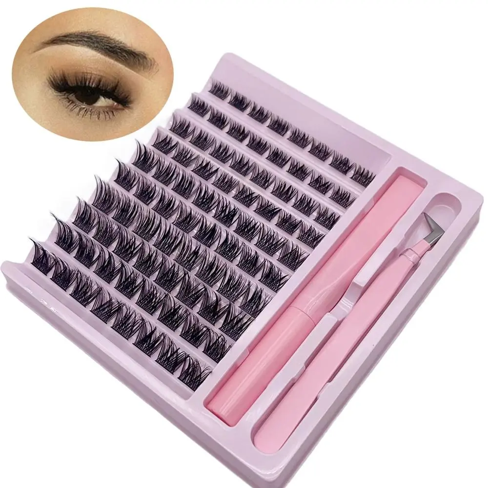 with Glue Cluster Lashes Kit New Mixed Length DIY False Eyelashes Self Application Fluffy Individual Lashes at Home