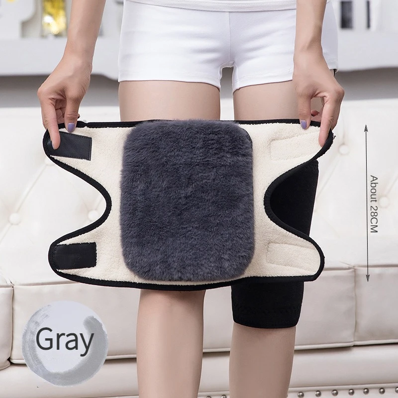 Warm knee protection thickened and plush double-layer composite Velcro style imitation lamb fleece riding knee protection