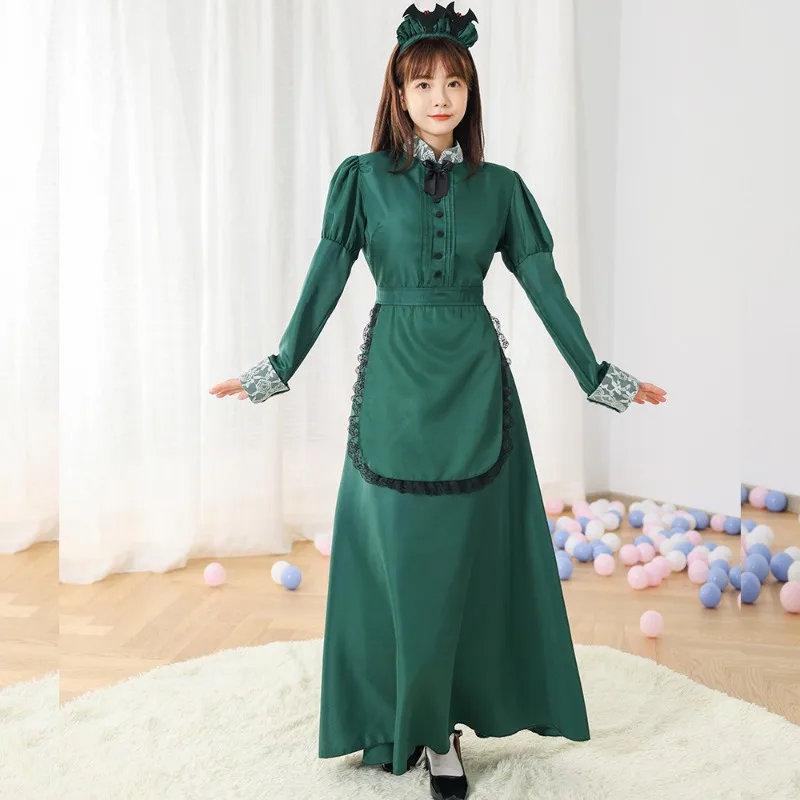 Halloween Costumes Temperament Maid Long Dress Cosplay Women's Dresses Vintage Style Role-playing Maid Uniforms