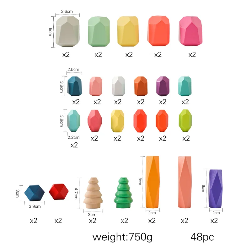 Baby Wooden Rainbow Blocks Loose Parts Toys Wooden Balance Stacking Montessori Toys Children Nordic Sensory Toy Children Gifts