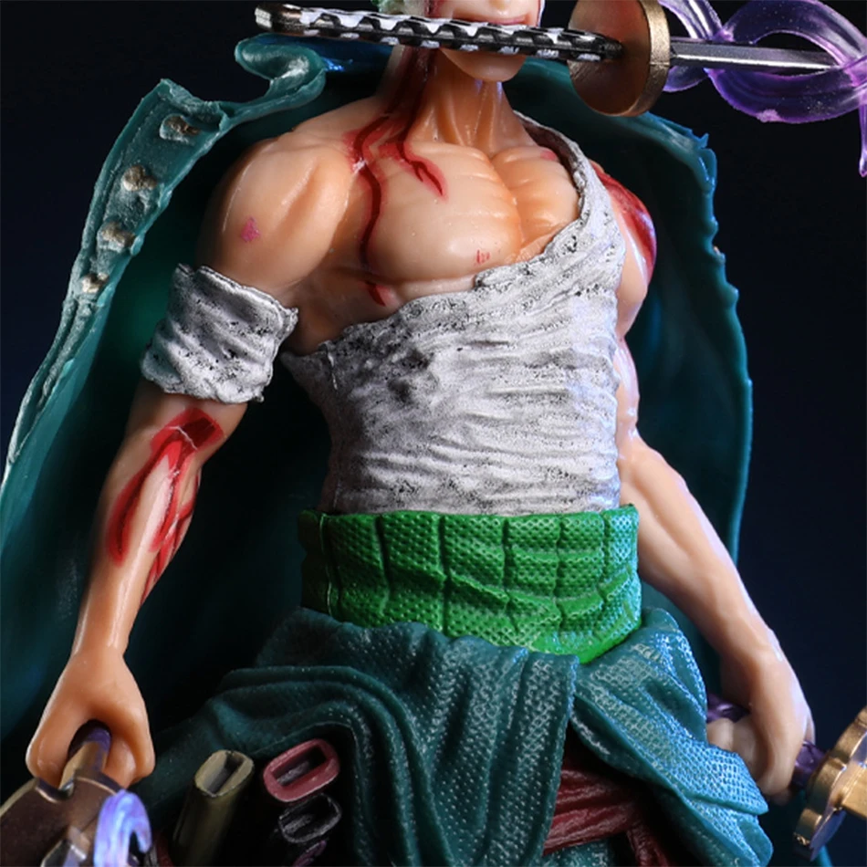 21cm One Piece Figure Small Blood Bath Sauron One Piece Gk Three-Knife Flow Stunt Version Scene Statue Boxed Anime image 6