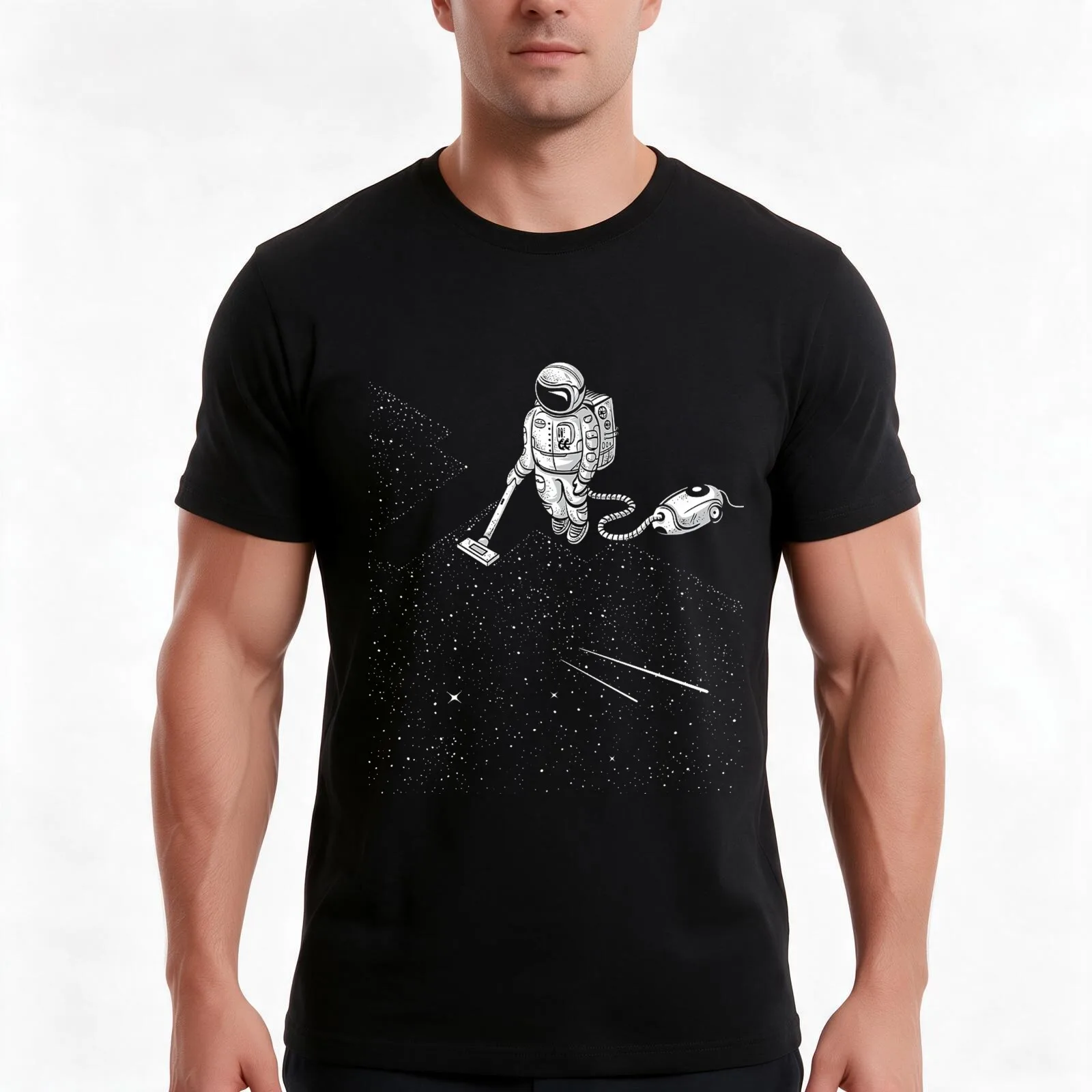 space vacuum cleaner T-Shirt Summer Casual Cotton Tee Oversized Streetwear Tops Vintage Graphic Print Loose Fit Short Sleeve