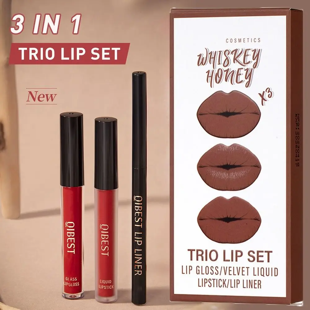 3 個の新しい保湿液体口紅ベルベット防水リップライナー高色素長持ちリップグロス女性と女の子向け