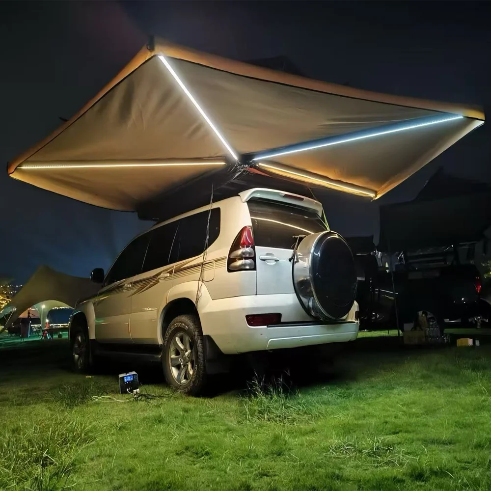 WP6007 ABS Soft Shell Four-season Fireproof UV Protection 270-degree Quick Opening Fan-shaped Car Side Tent 420D Oxford Fabric