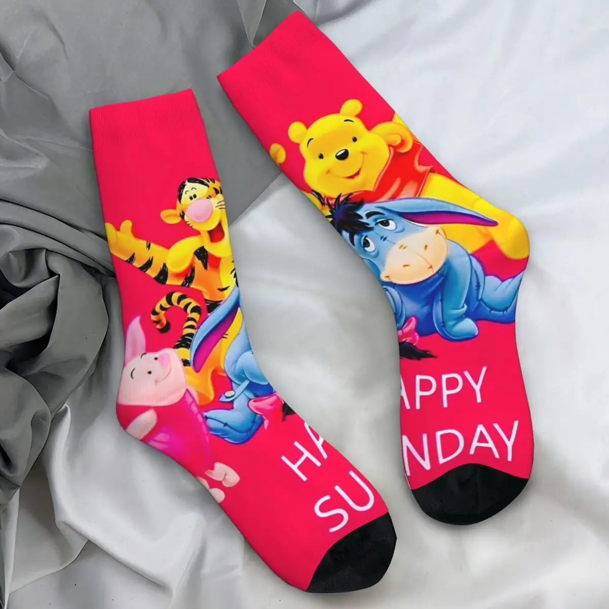 Winnie The Pooh Cartoon Stockings Men's Socks Medium Soft Leisure Socks Autumn Climbing Anti Slip Graphic Socks Gift