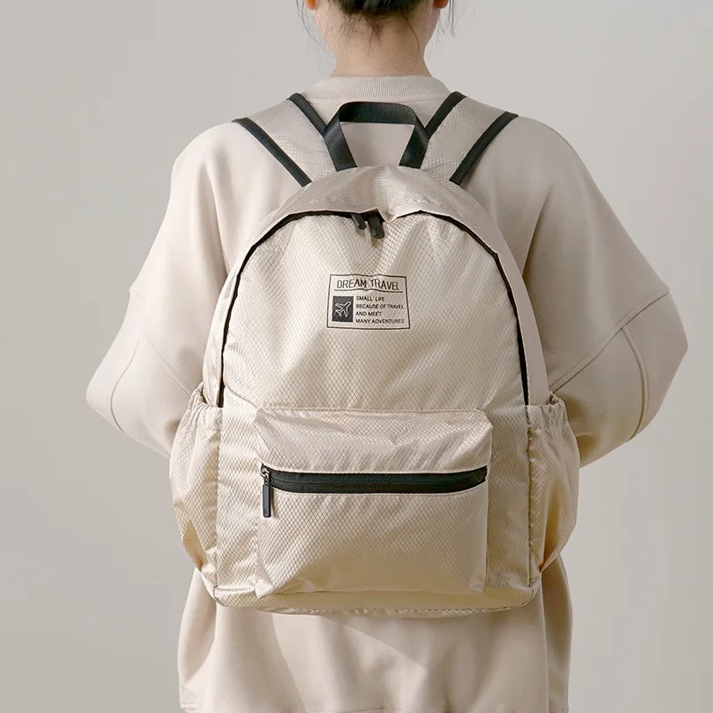 EuropeanandAmerican Folding Portable Backpack Extra Large Capacity Storage Bag Waterproof Breathable Solid Color Travel Backpack