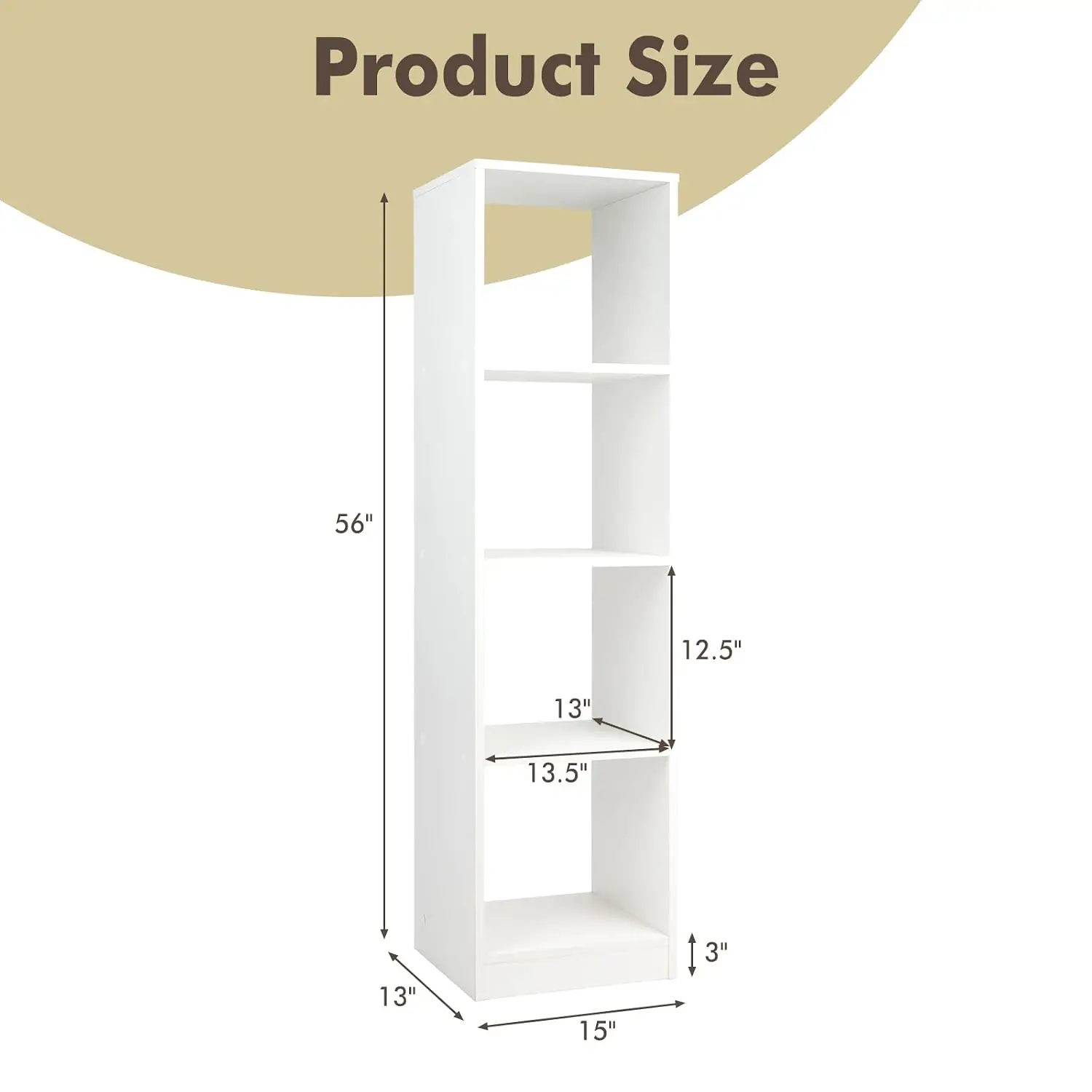 4-Cube 5-Tier Wooden Bookshelf & Storage Organizer With Anti-toppling Device For Living Room Study Office, Customized