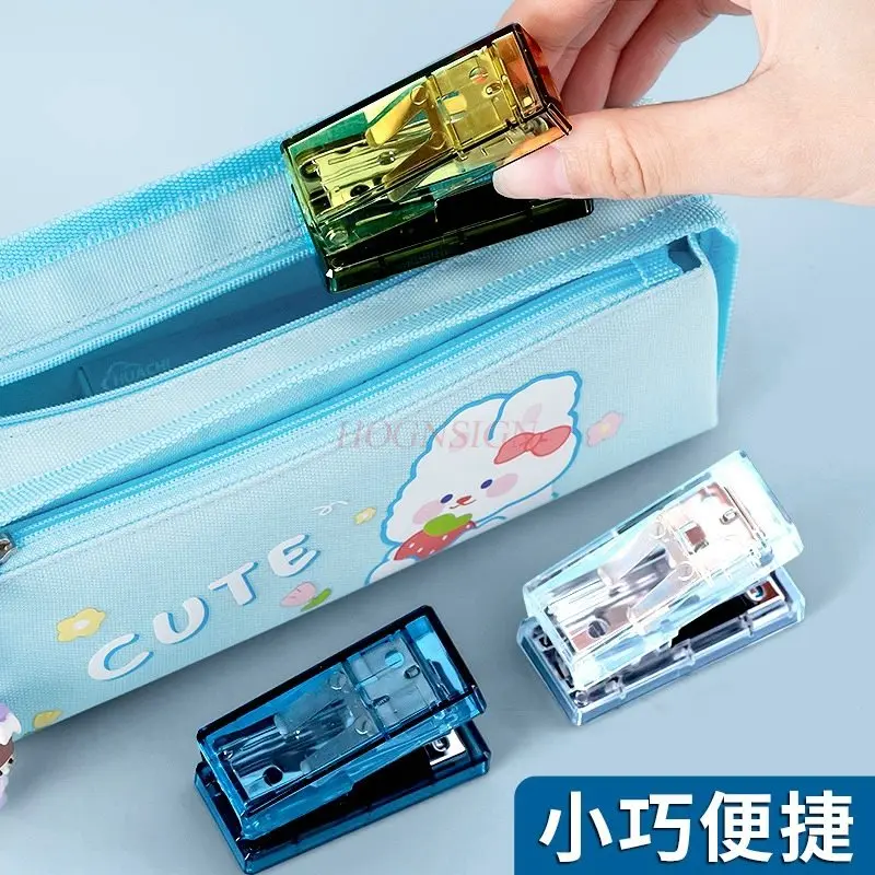 Transparent Mini Stapler for Students, Handheld High Beauty Stapler, Portable Paper Binding Machine, Effortless Stapler