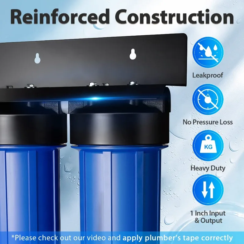 Whole House Water Filtration System with 20” x 4.5” Fine Sediment and Carbon Block Filters, Removes 99% of Chlorine