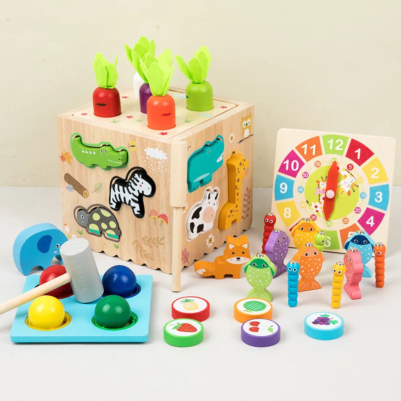 8 in 1 Montessori Giocattolo Forma Selezionatore Puzzle in legno Forma Giocattoli coordinati Gioco di abbinamento per bambini Impara giocattolo educativo per i più piccoli Regalo
