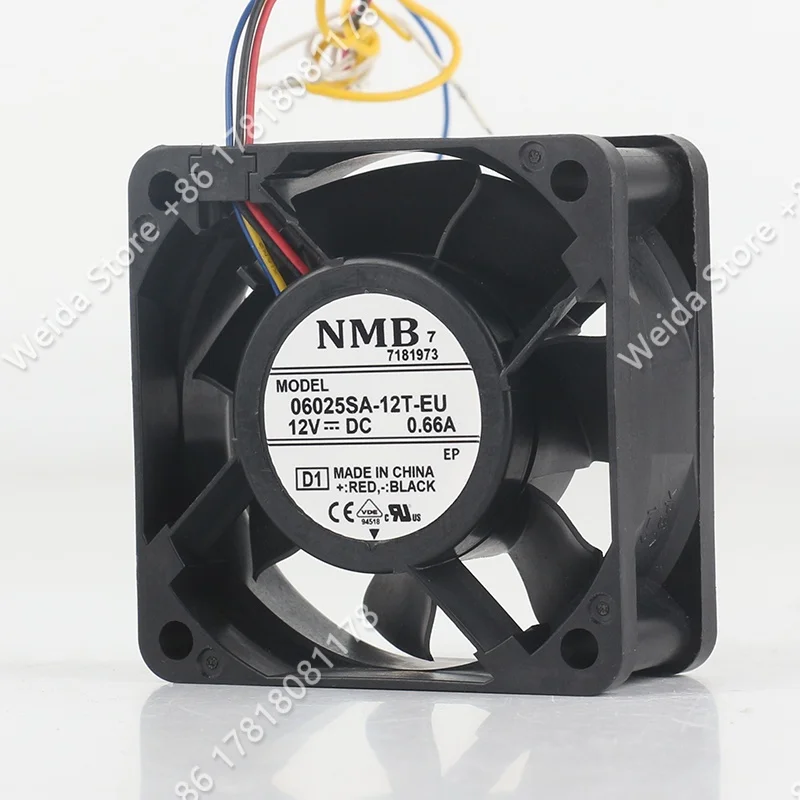 

New NMB 06025SA-12T-BL 6025 5V 24V 48V DC12V 0.66A Power Server Moisture Proof Heat Dissipation three-wire cooling fan