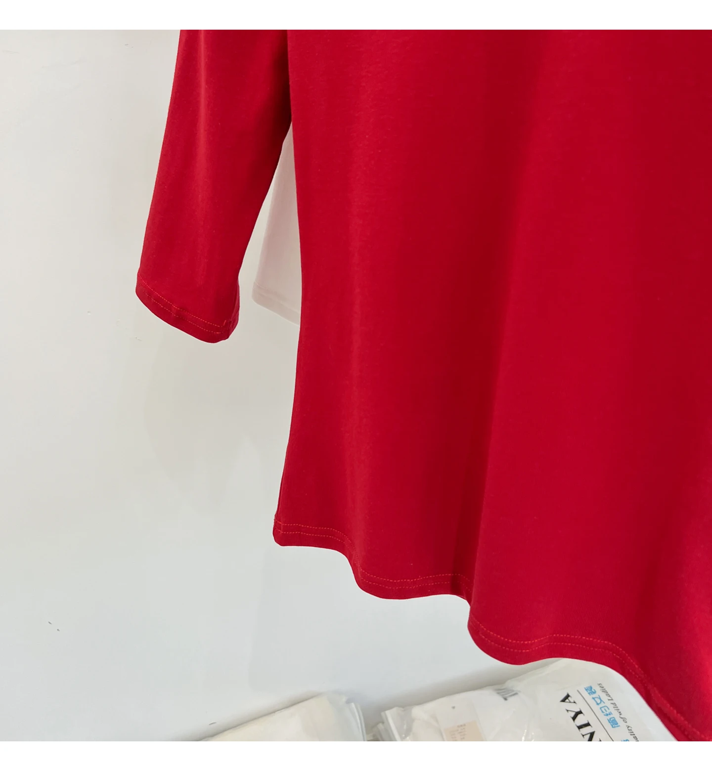 Zjaiss Women's White Base Top 2026 New U-Neck Three-Quarter Sleeve Tee for Spring & Summer Solid Versatile Casual Simple T-Shirt