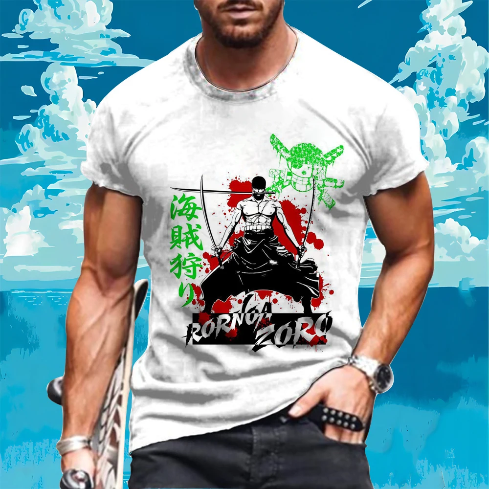 Camiseta Anime Luffy Masculina, Camiseta de manga curta, Tops Streetwear, Roupa de ginástica, Tendência de verão, 1 peça, 110-6XL, Novo, 2021