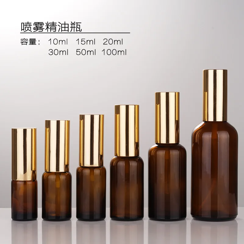 6pcs/lot 5ml 10ml 15ml 30ml 50ml 100ml Refillable Press Pump Glass Spray Bottle Oils Liquid Container Perfume Atomizer Travel