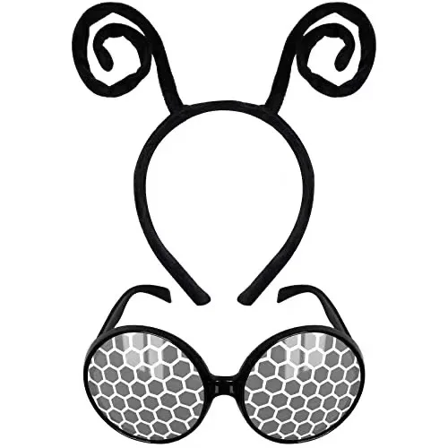 꿀벌 의상 세트 왕관 꿀벌 개미 귀 머리띠 안경 어린이 성인 할로윈 의상 코스프레 파티