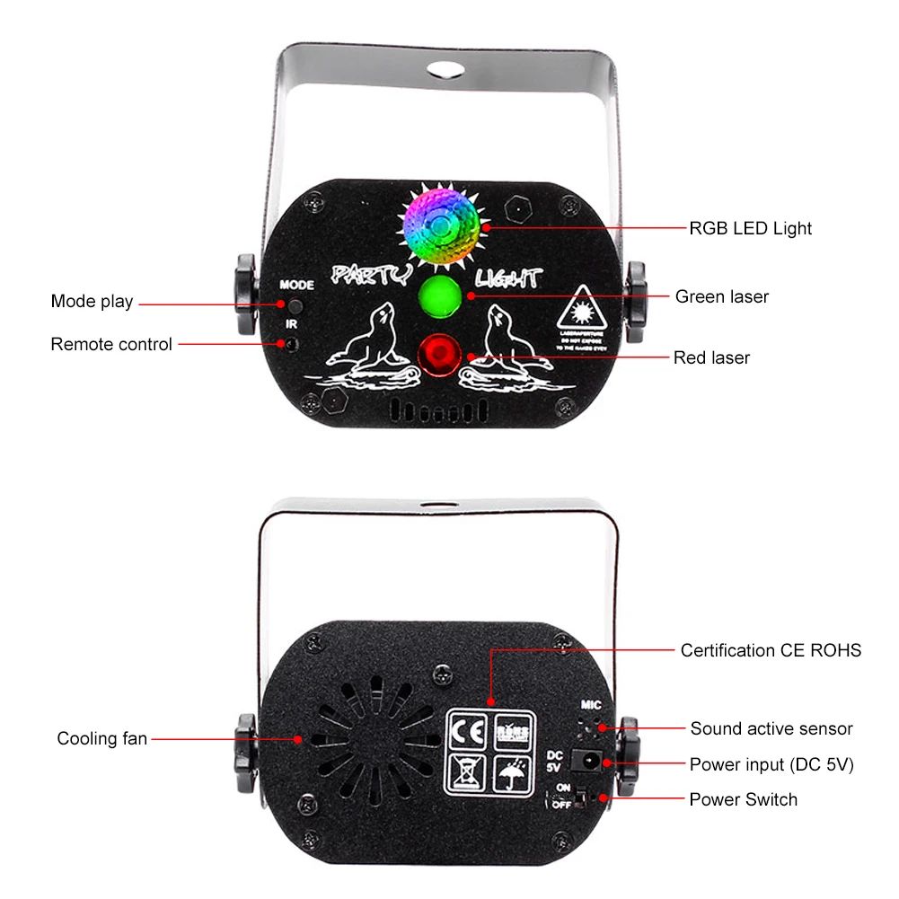 Imagem -05 - Yiflamefly-dj Disco Stage Lights Mini Rgb Laser Light Led Flash Strobe Lighting Som Ativado para Decoração Xmas Karaoke