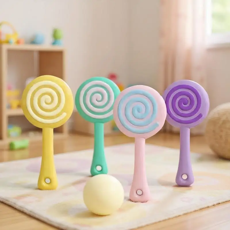 1 pçs bonito bebê mordedor brinquedos treinamento força de aperto forma pirulito bebê reborn silicone macio especial acessório do bebê brinquedo de mascar
