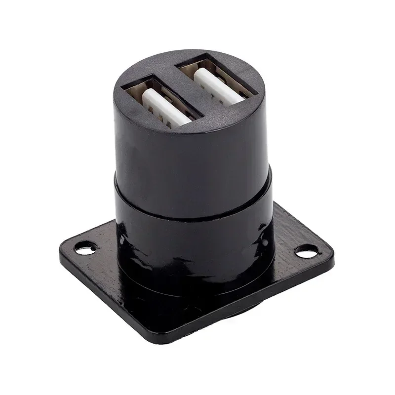 1PCS D Type Metal Double-Row USB Socket Female To Female USB 2.0 3.0 Connector Panel Mounting Black