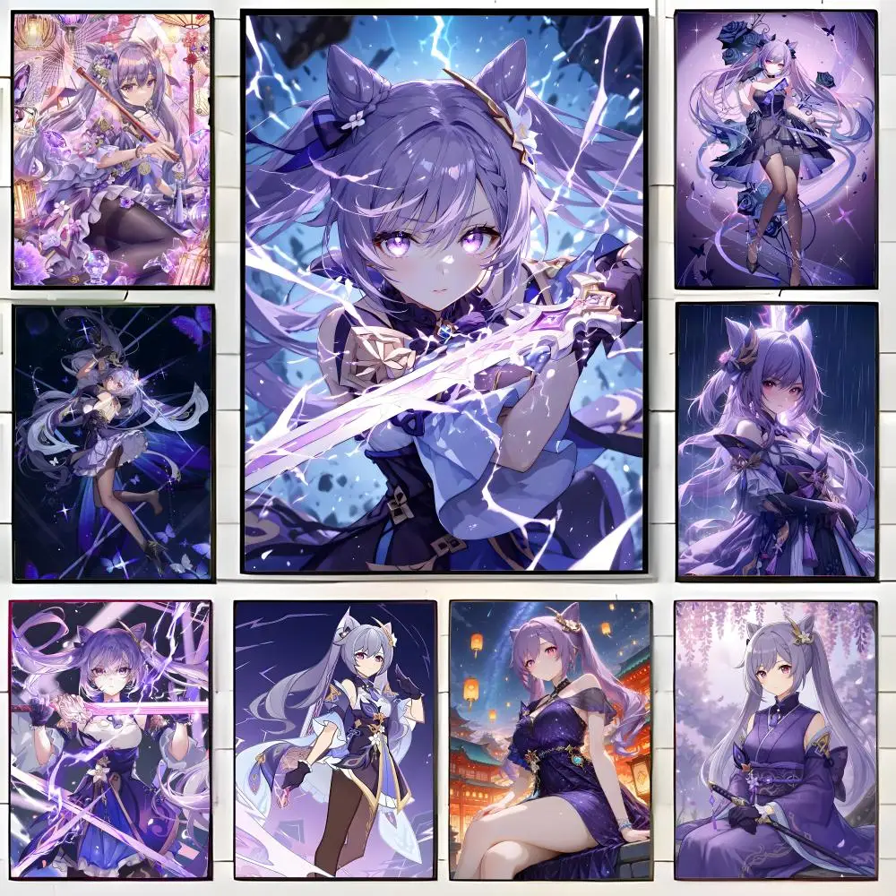 Hot Game G-Genshin I-Impact K-Keqing Cute Poster Wall Art Print Poster Decorative Mural Home Decor Gift Unframed