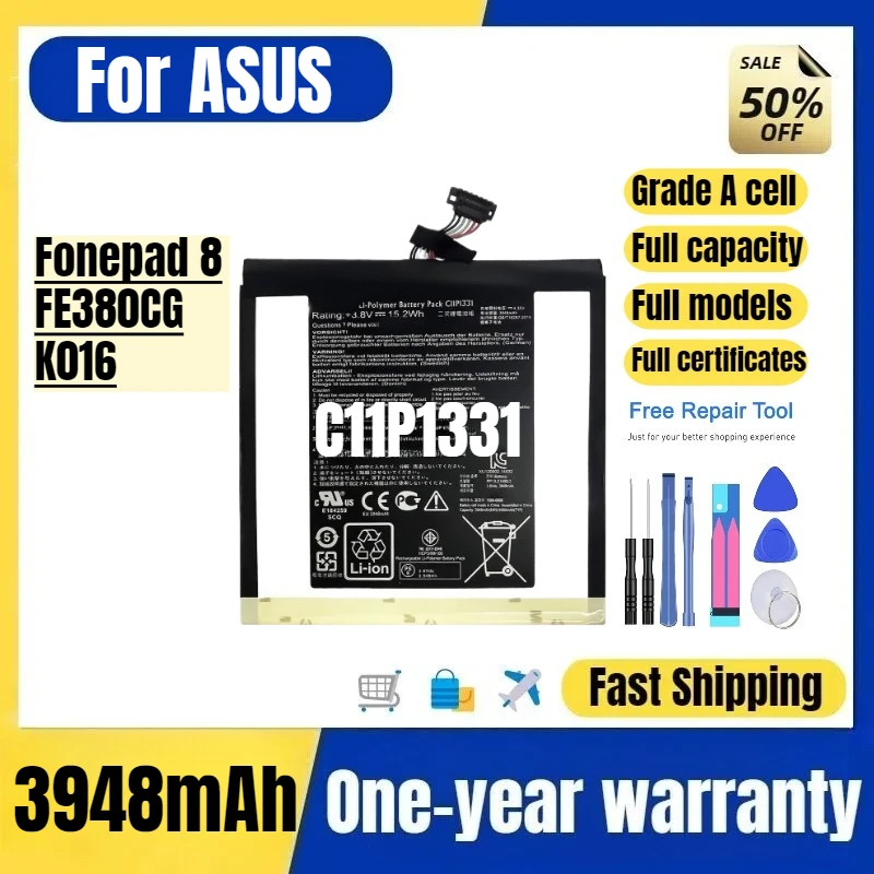 C11P1331 for ASUS Fonepad 8/FE380CG/K016  Phone Battery High Quality High Capacity Replacement Bateria Grade A Cell with Tools