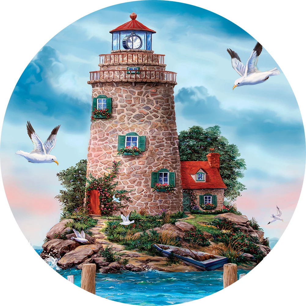 Island Light House Wooden Jigsaw Puzzle Party Games Toys For Adults Wood Puzzles Board Game Wood Scenery Toys For Children