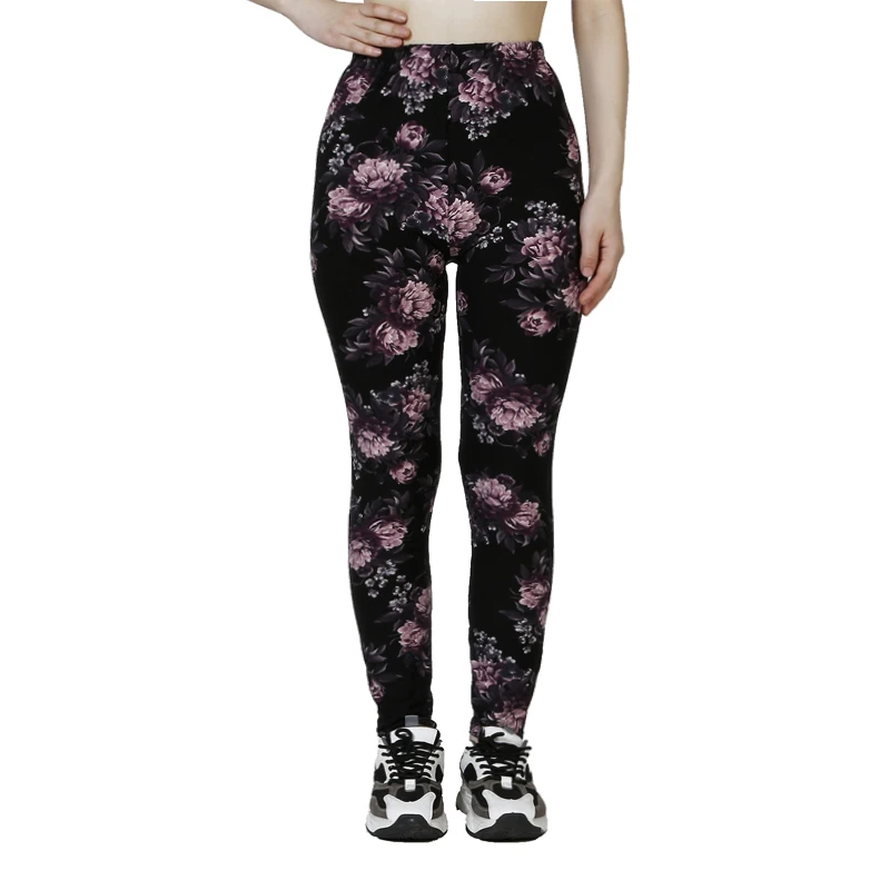 PD127 Wisteria Flower Matte Printed Leggings, Cherry Blossom Leggings, High Elasticity, Comfortable Casual Pants