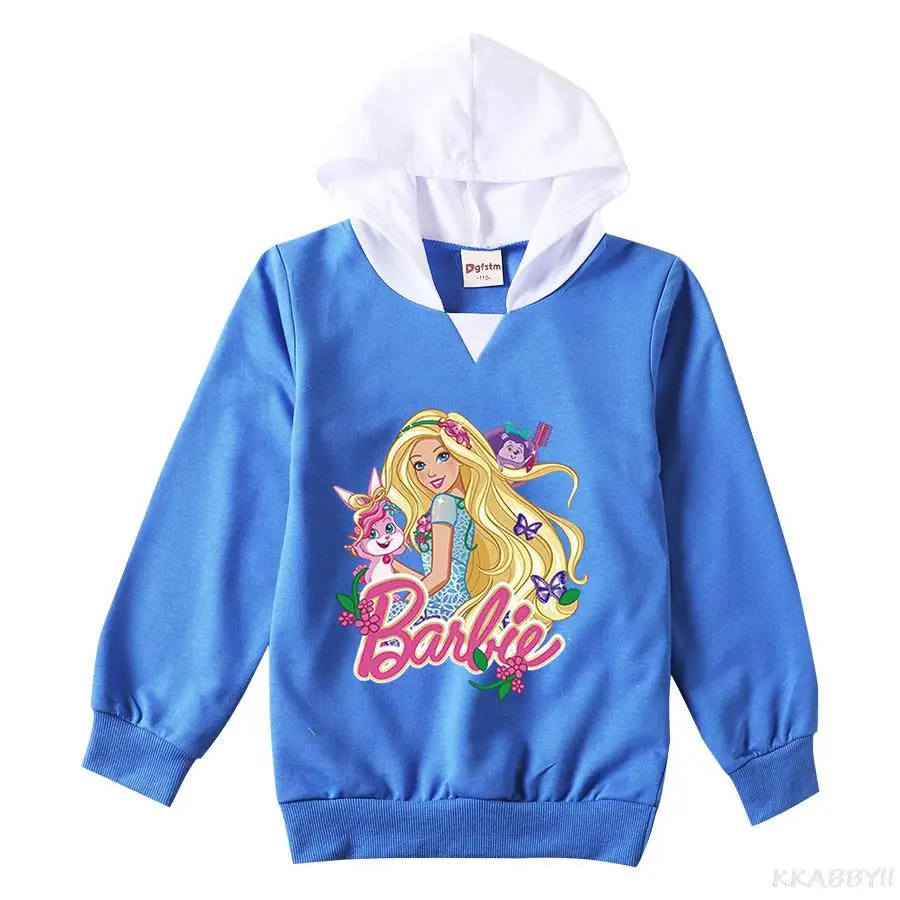 Barbie Spring Autumn Baby Hoodies Children Tops Girl Cartoon Print Sweatshirt Kid Long Sleeve T Shirts Clothes Baby Outerwear