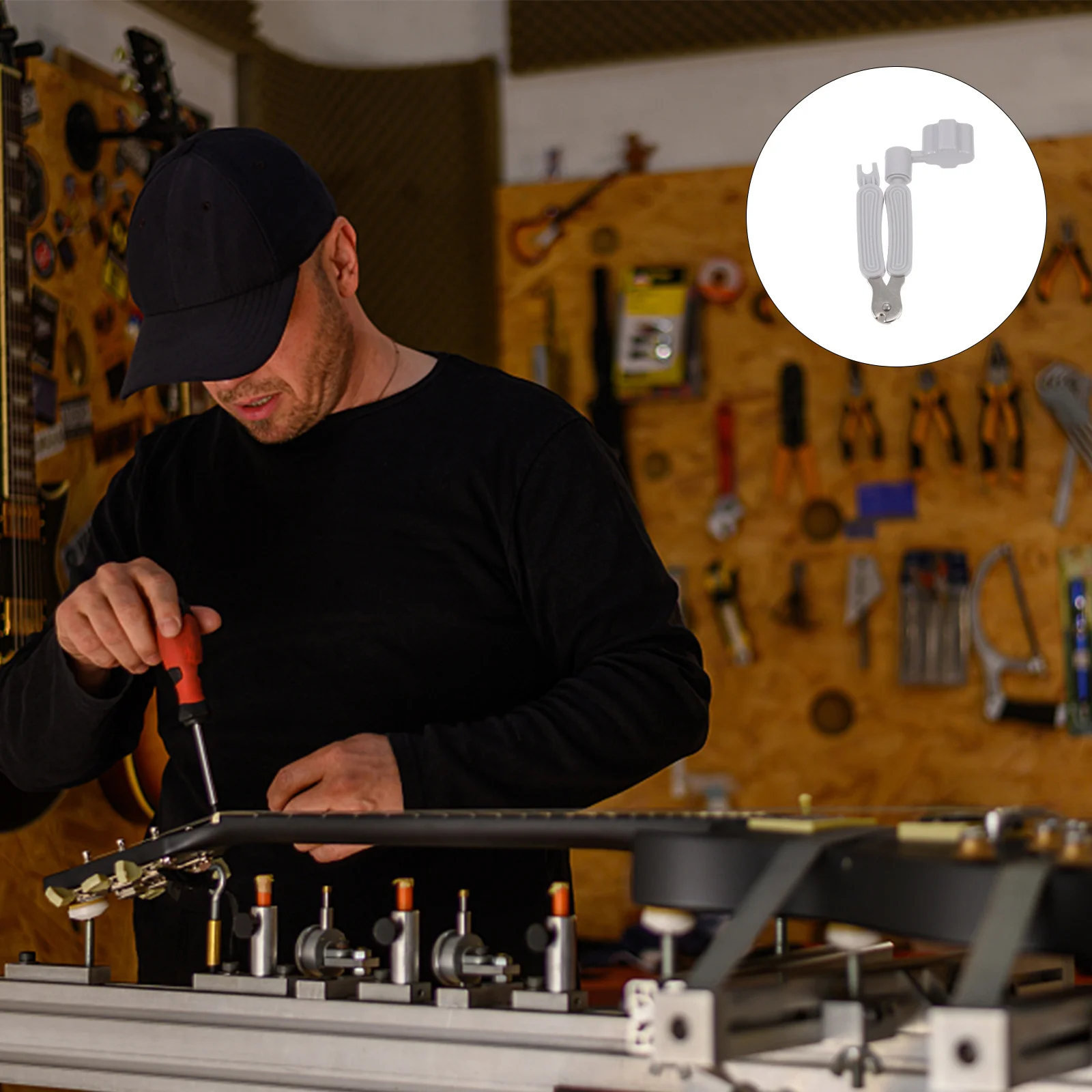 

2Pcs Efficient 3 in 1 Guitar String Changer Winder Cutter and Pin Puller Light Grey Ergonomic Design for Fast Restringing Tasks