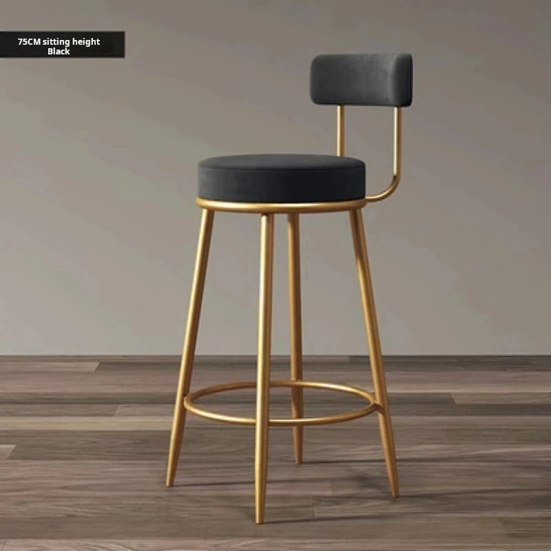 Nordic Modern Velvet Bar Chair Ins Light Luxury Barstool Design Stool Home With Backrest Dining Chair Counter Work Stools