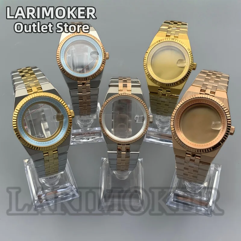 ساعة LARIMOKER 36 ملم 40 ملم للرجال هيكل من الفولاذ المقاوم للصدأ كريستال الياقوت متوافقة مع NH35 PT5000 ملحقات ساعة الحركة