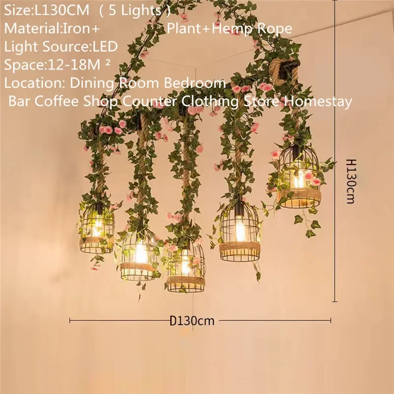 TINNY American Country Pendant Lamp Retro Creativity Plant Music Restaurant Cashier Counter Bar Cafe Milk Tea Shop Chandelier