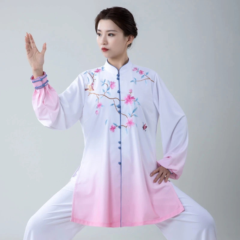 Women's New Arrival Starlight Linen Tai Chi Uniform - Chinese Style Embroidered Gradient Color Martial Arts Performance Outfit