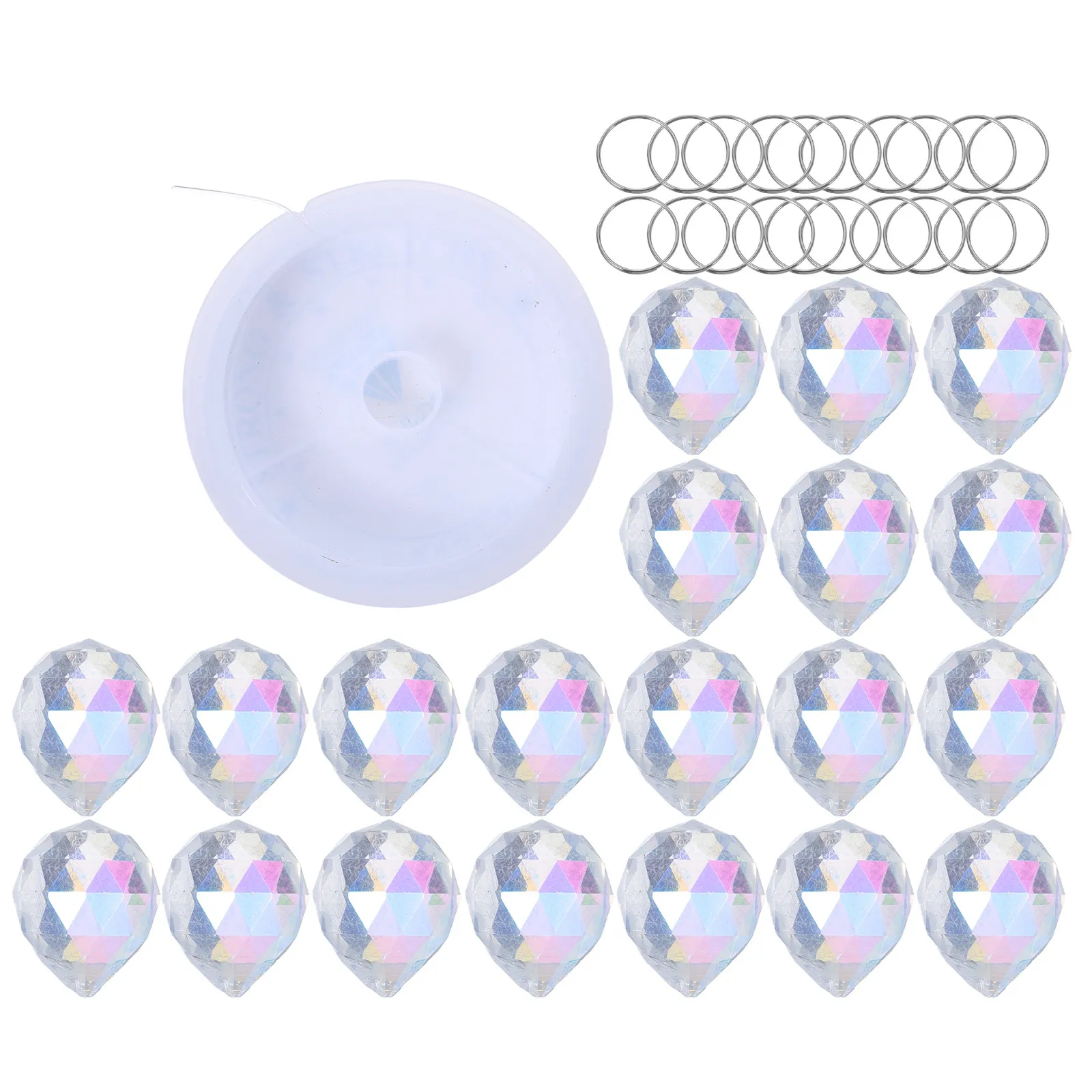 20Pcs Crystal Prism Suncatcher Clear Round 20Mm Decorative Hanging Sun Catcher for Window Rainbow Light Home Office Garden Decor