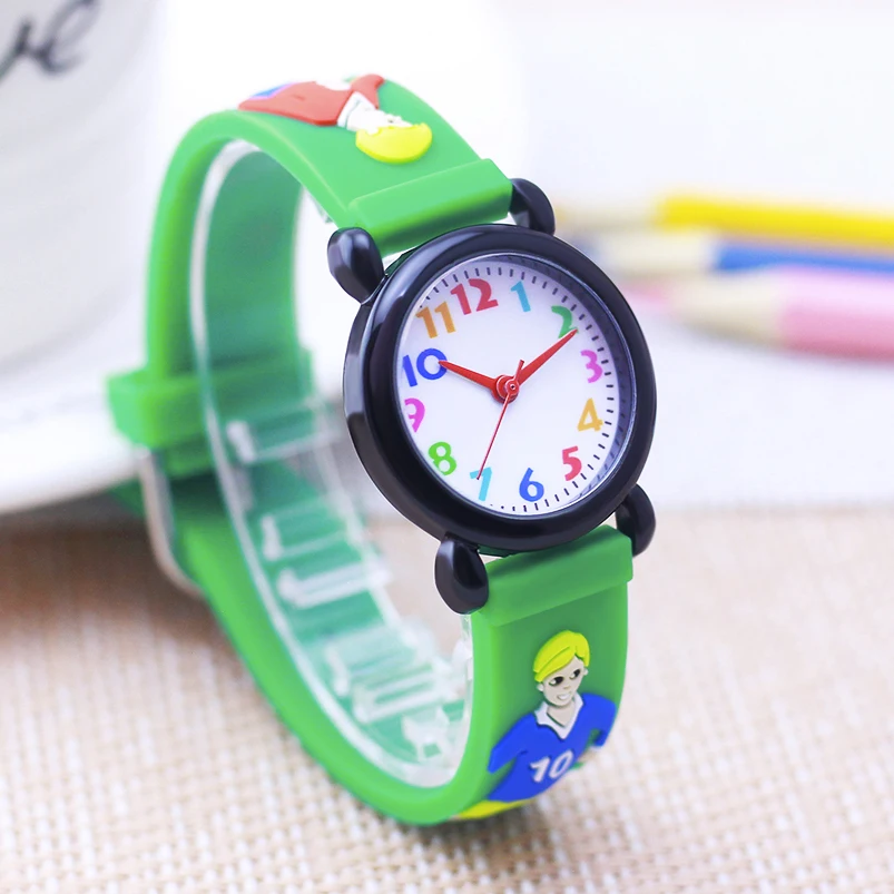 2024 children boys girls 3D football soft strap quartz watches little kids students learn time birthday cool gifts digital watch