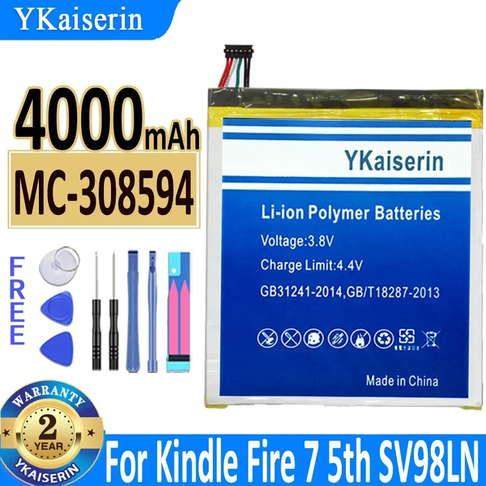 

4000mAh YKaiserin Battery MC-308594 For Amazon Kindle Fire 7 5th Gen SV98LN Bateria