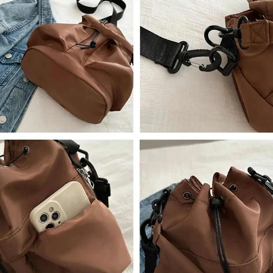 

Korean Sle Women's Commuter Crossbody Bag Casual Soli Handbags Buet Bag Inner ket Cloud ape ABS Material