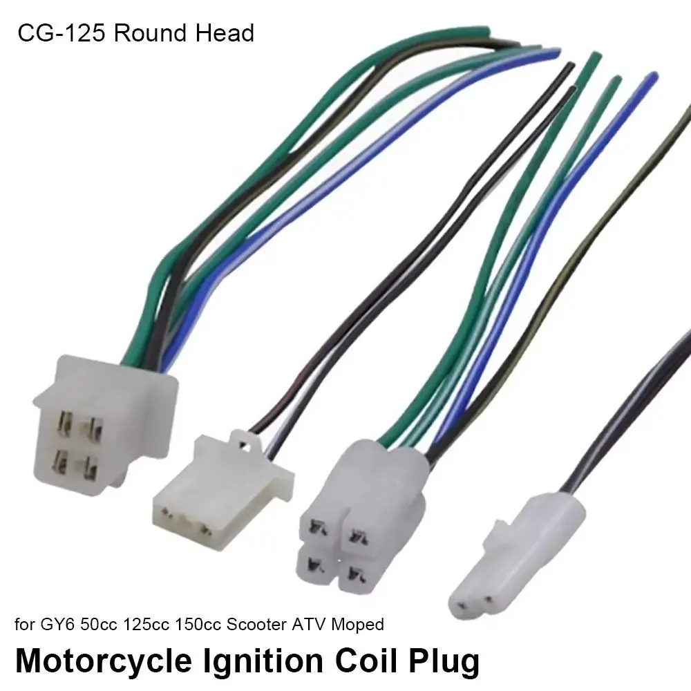 1/2/4Pcs CG-125 Round Head Motorcycle Ignition Coil Plug 4 Pins CDI Harness Plug Head Electric Cable Wire