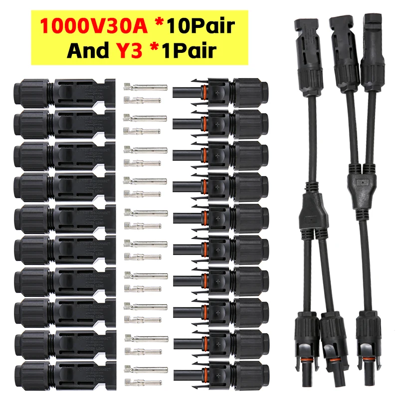 

Free Shipping 2 To 1 PV Branch Connector With 4mm2 1000V 30A Solar Cable PV combiner box Solar Panel cable 2.5/ 4/6mm2