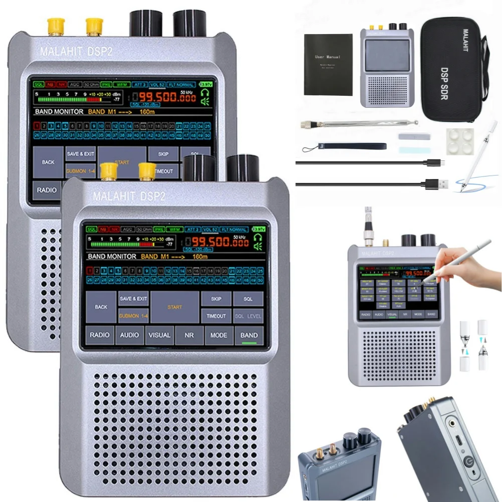 New Malahit-DSP2 SDR Radio Firmware 2.40 Genuine Second Generation Malachite DSP Receiver 10kHz-380MHz 404MHz-2GHz Touch LCD