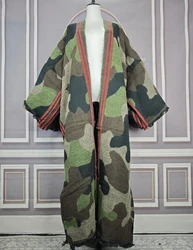 Wintermode Camouflage Bedrukt Open Voorkant Lang Vest Afrikaanse Vakantie Feest Full Length Kimono Outlet Kleding