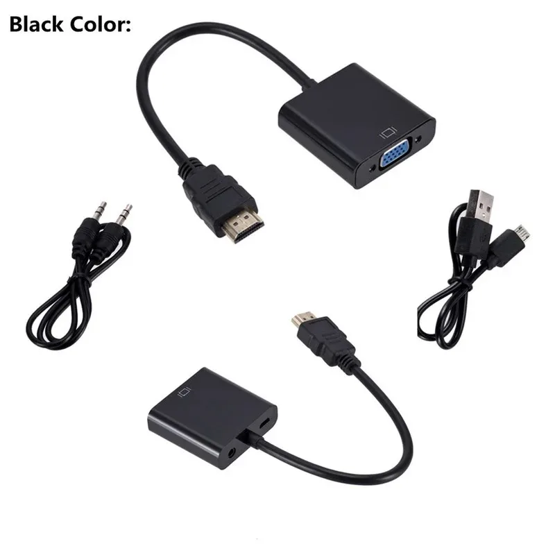 HDMI-Compatibe to VGA Adapter Male To Famale Converter 1080P Digital to Analog Video Audio For PC Laptop Tablet HDMI TO VGA