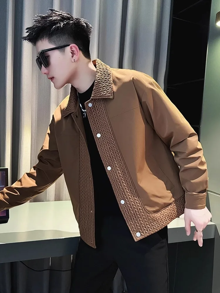 

Advanced Patchwork Baseball Jaet Men's Spring Autumn Sle Trendy Collar Coat Youth ular Windproof Long Sve Outerwear