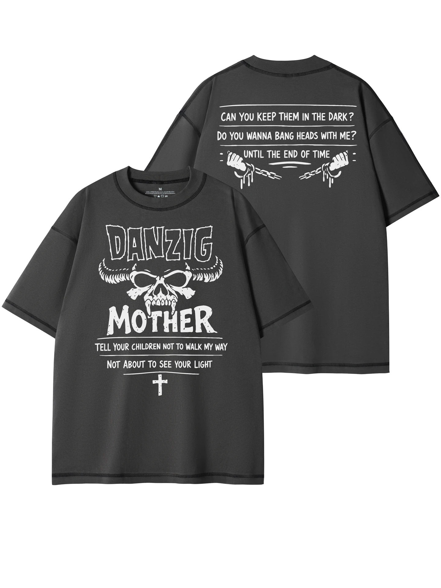 Danzig Band Dark Graffiti Retro American Street Design Loose Cotton round Neck Short Sleeve T-Shirt Unisex Breathable Summer Top