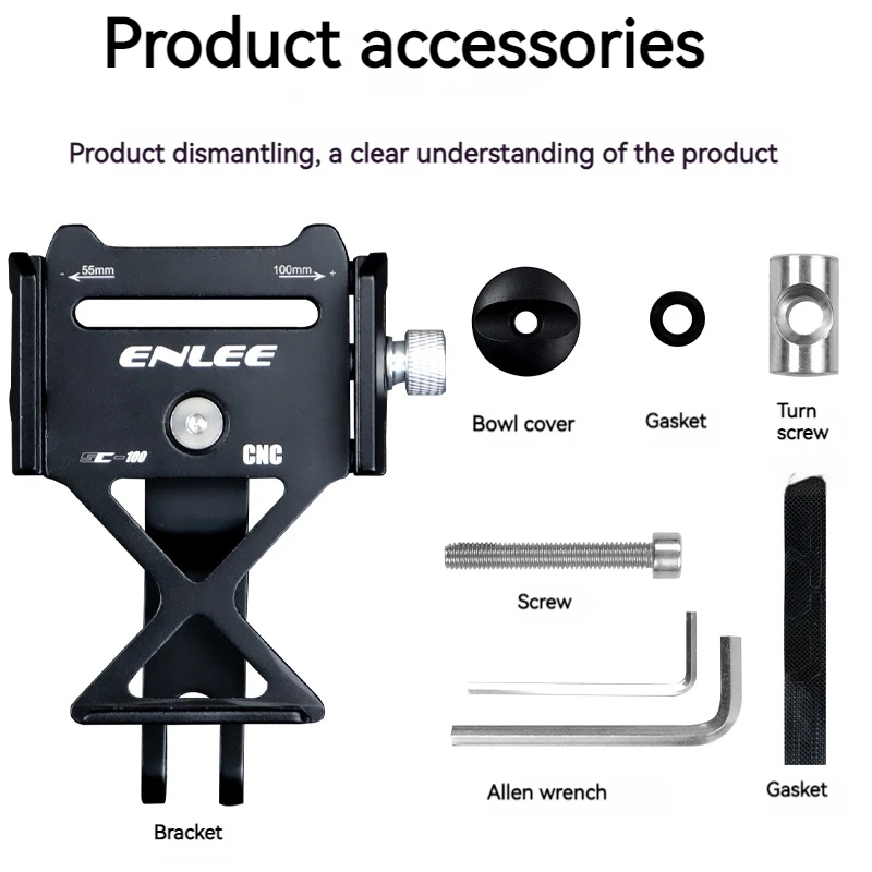 ENLEE Motorcycle Mobile Phone Holder For All Phone Universal Bike Handlebar Holder Bicycle Cycling Aluminum Alloy Stand