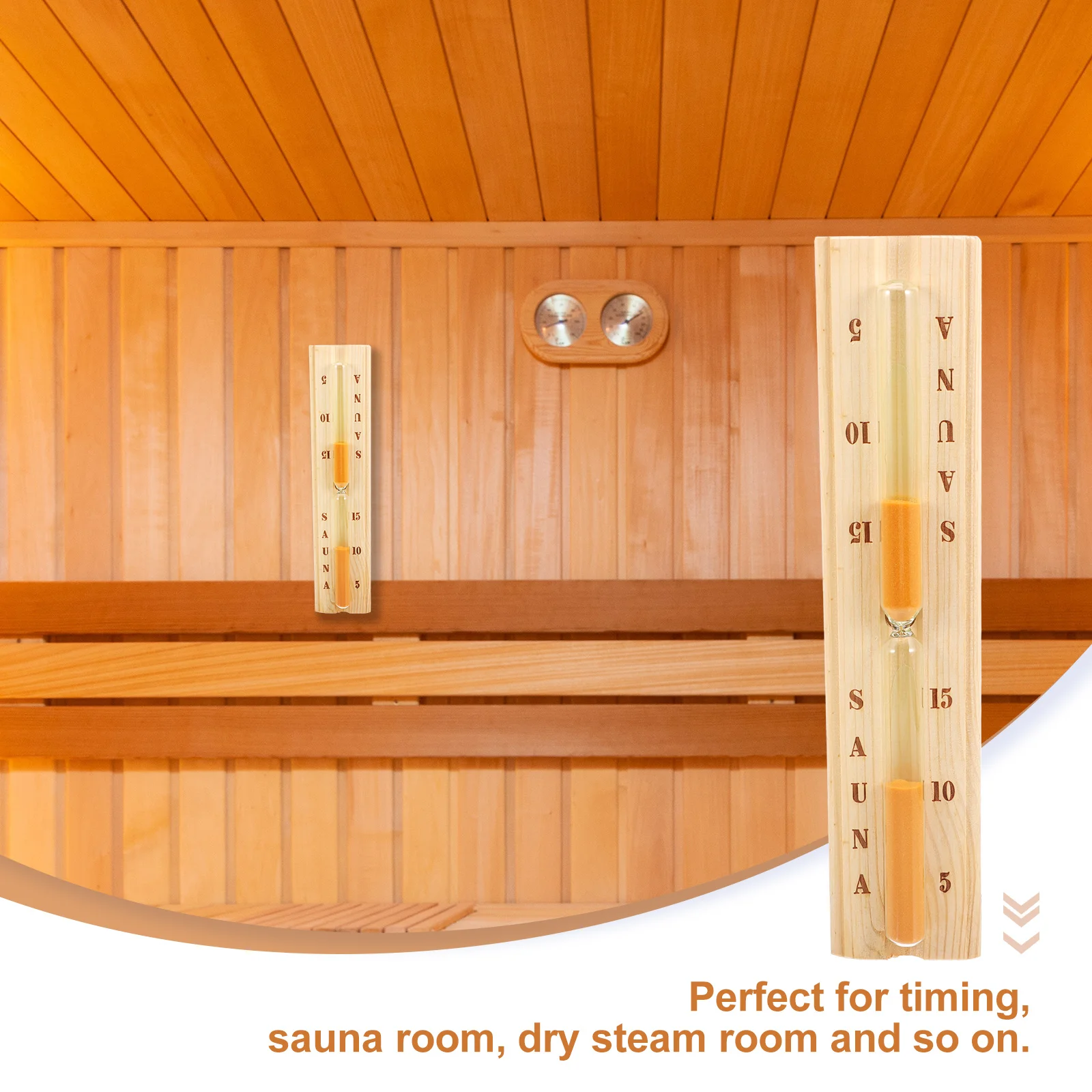 

Clear Glass Tube Hourglass Timer 15-Minute Wooden Frame Sauna Timer for Relaxation Room Decor Functional Timekeeping Device