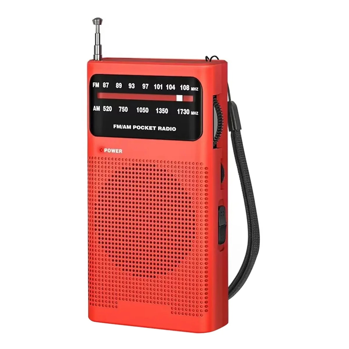 

【Buy It-Now!】 Full-Band Small Portable Radio Mini AM FM Pointer Pocket Radio for Running Compaing Travel Analog Red